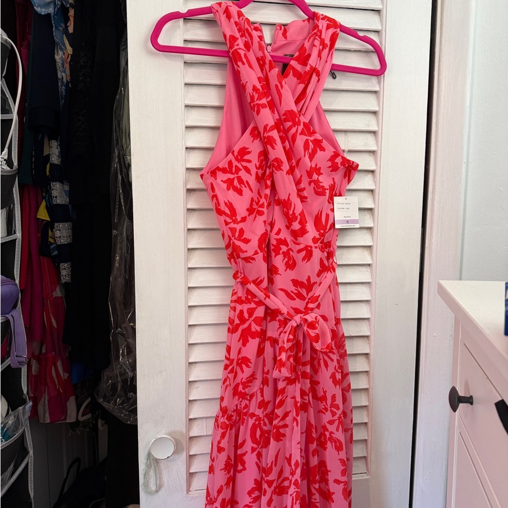 NWT Taylor Pink and Orange Halter Dress